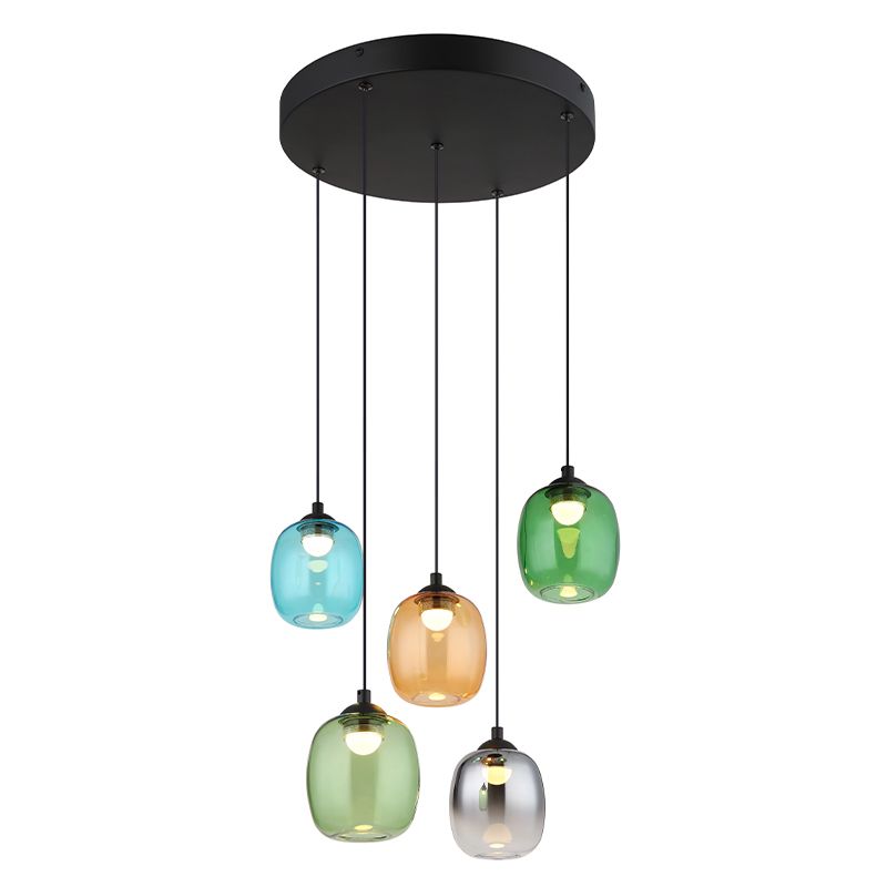 Design üveg függőlámpa tarka, Karsten, 27 W, 3000 K LED, 3 fokozatban szabályozható