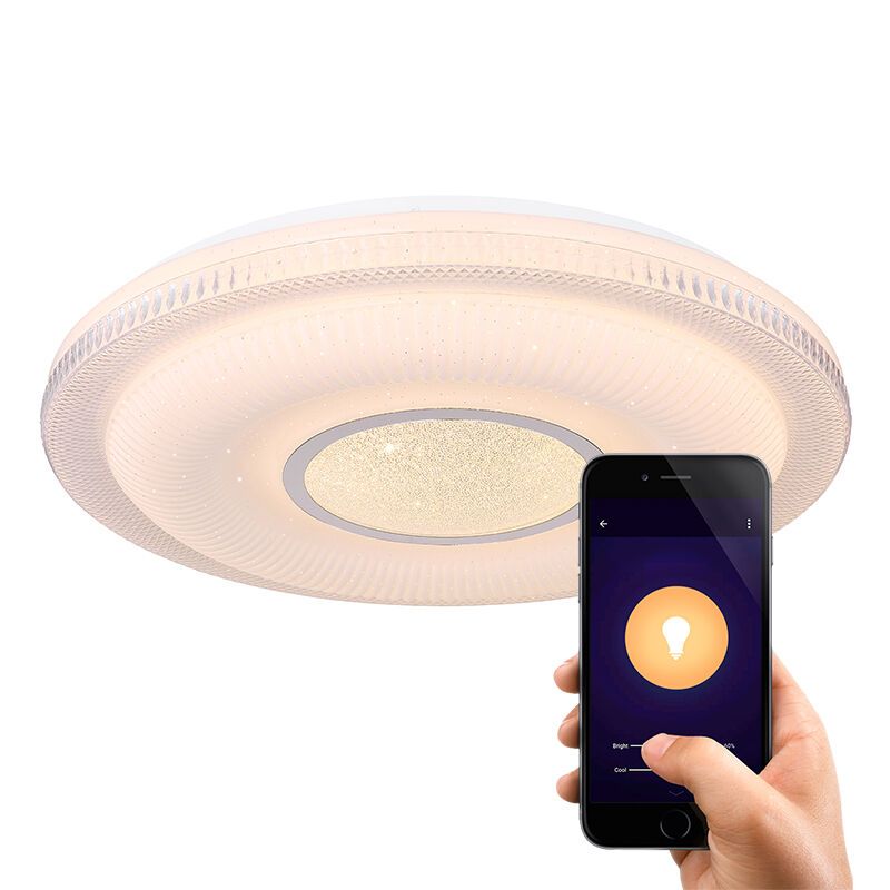 Retro fém okos mennyezeti lámpa fehér, Aldin, 30 W, melegtől hidegig állítható fehér LED