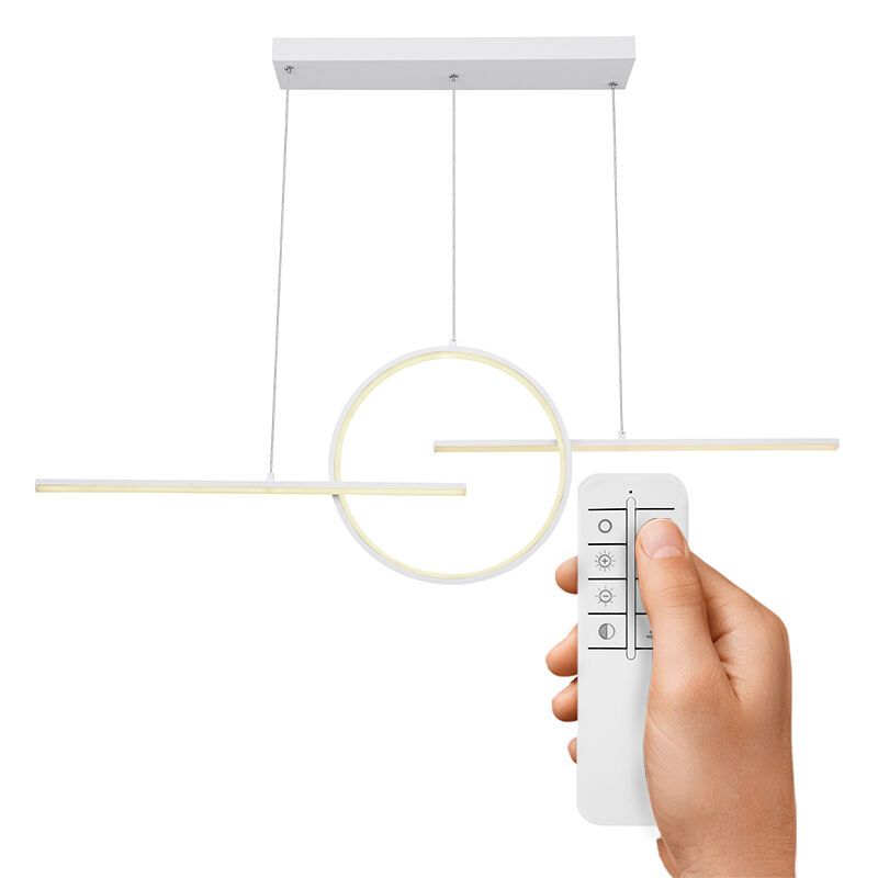 Design fém függőlámpa fehér, Wieger, 50 W, melegtől hidegig állítható fehér LED, távirányítóval