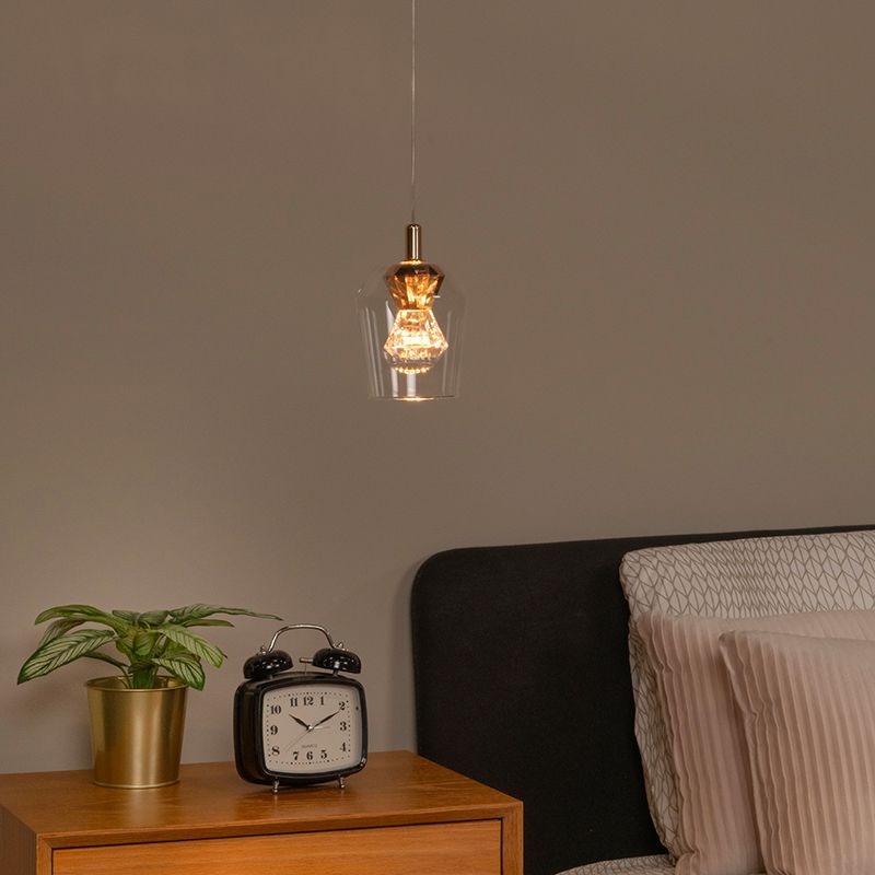 Átlátszó üveg függőlámpa, Berliane, 4 W, 2700 K LED