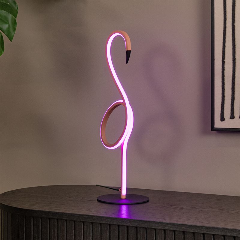 Rózsaszín alumínium asztali lámpa, Flamingo, 5,5 W, RGB LED, távirányítóval