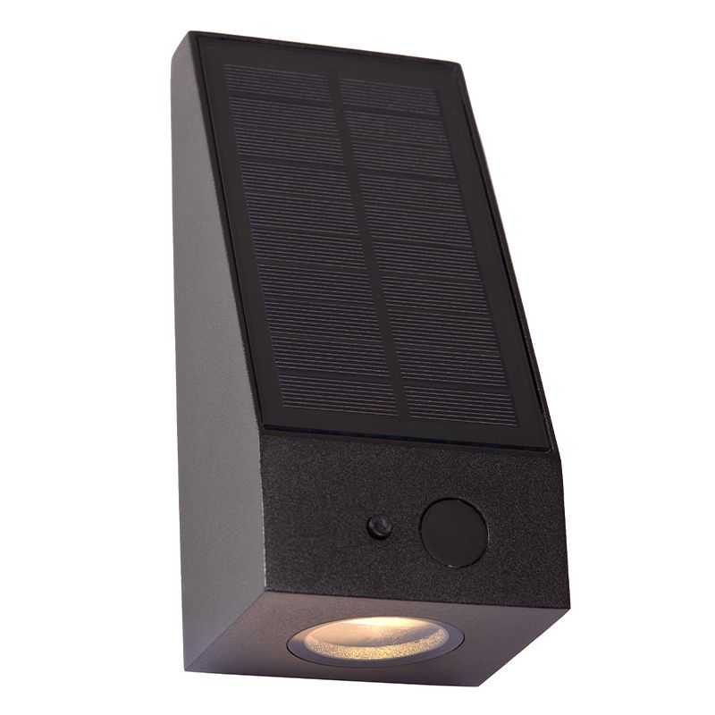 Fekete alumínium napelemes kültéri fali lámpa, Irwin, 2 W, 2700 K LED, IP54