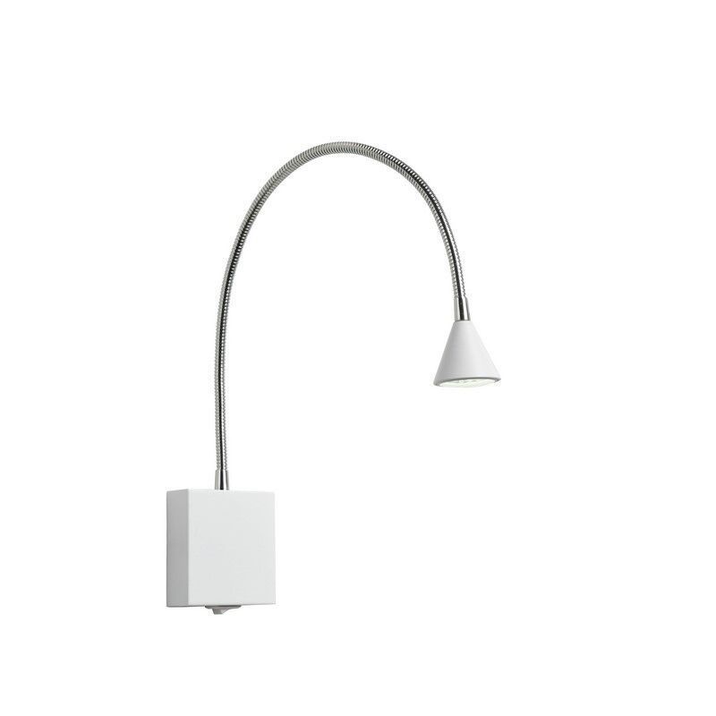 Fehér fém fali lámpa, Buddy, 3 W, 4000 K LED, kapcsolóval
