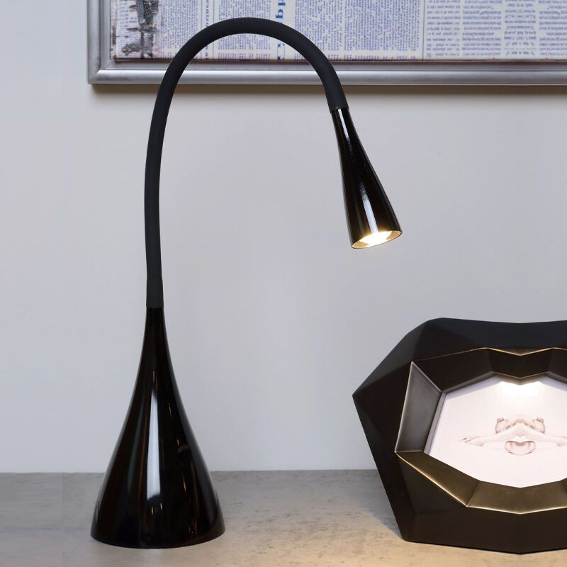 Fekete fém íróasztal lámpa, Zozy, 3 W, 3000 K LED, kosketushimmentimellä