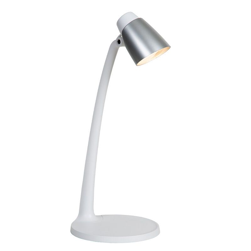 Fehér műanyag íróasztal lámpa, Ludo, 4,5 W, 3000 K LED, kapcsolóval