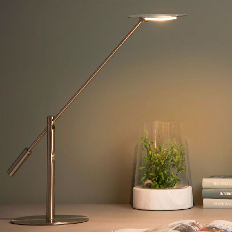 Króm fém íróasztal lámpa, Anselmo, 9 W, 3000 K LED, kosketushimmentimellä Króm fém íróasztal lámpa, Anselmo, 9 W, 3000 K LED, kosketushimmentimellä