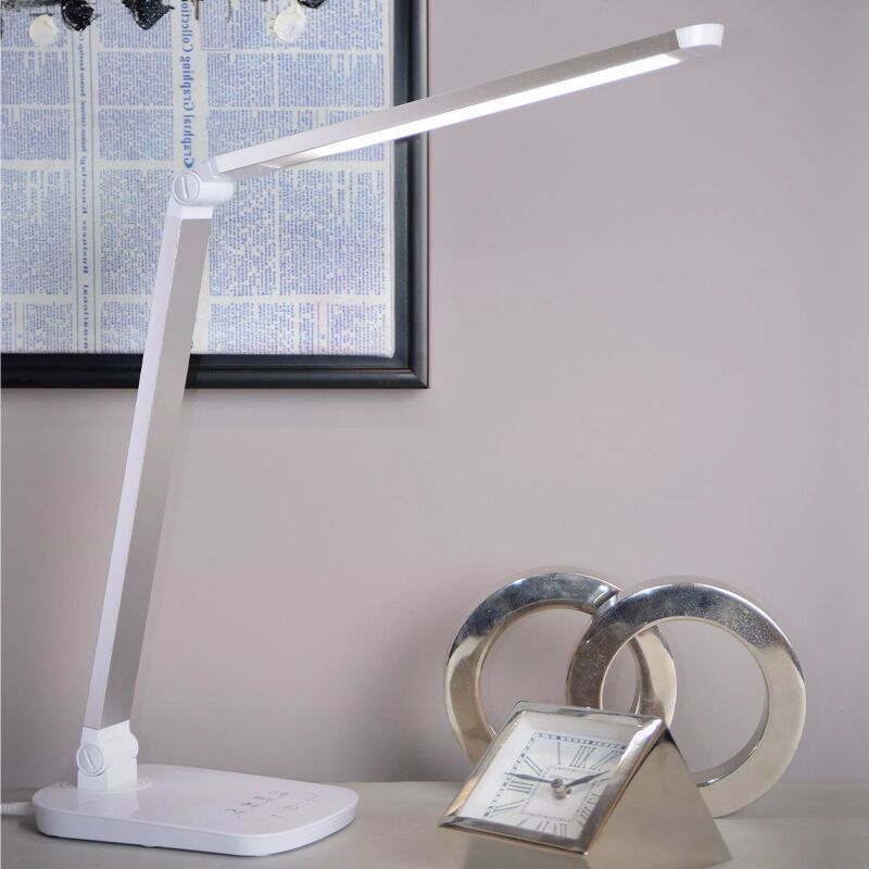 Fehér fém íróasztal lámpa, Vario, 8 W, 2700 K LED