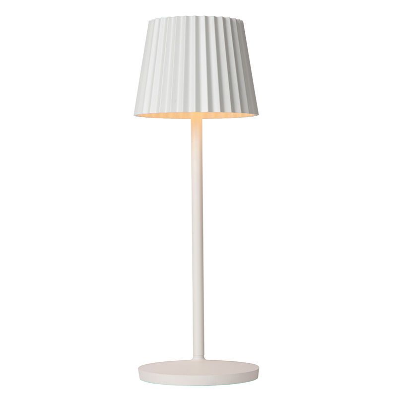 Fehér alumínium kültéri asztali lámpa, Justine, 2 W, 2700 K LED, IP54, kosketushimmentimellä