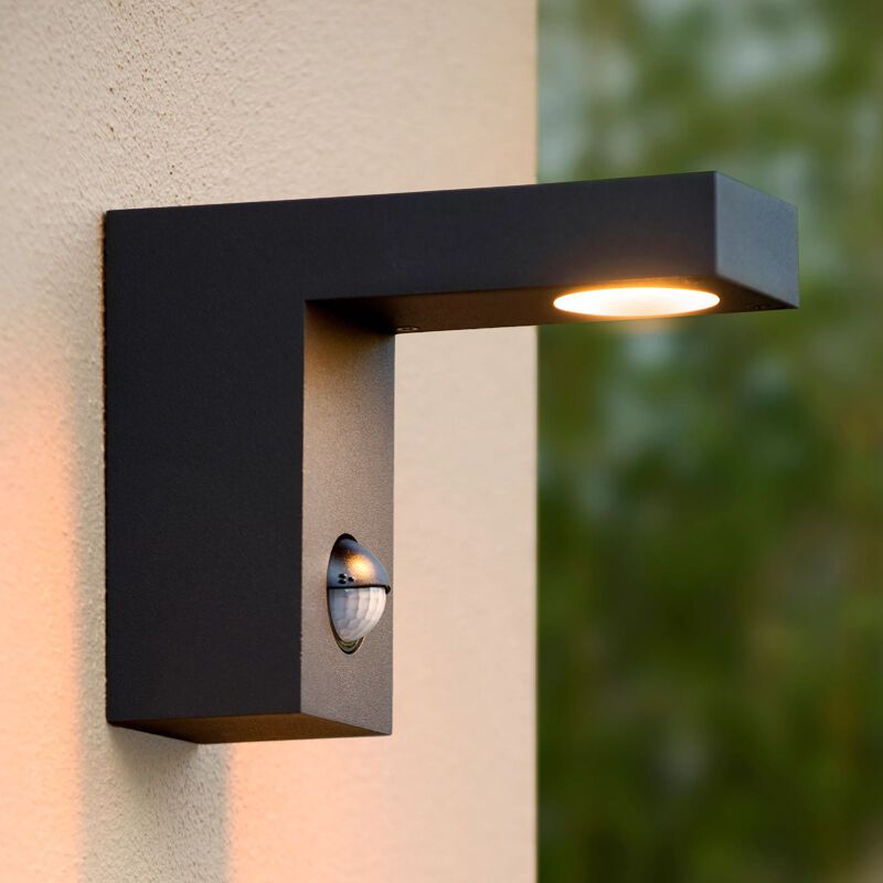 Antracit alumínium mozgásérzékelős kültéri fali lámpa, Texas, 6 W, 3000 K LED, IP54