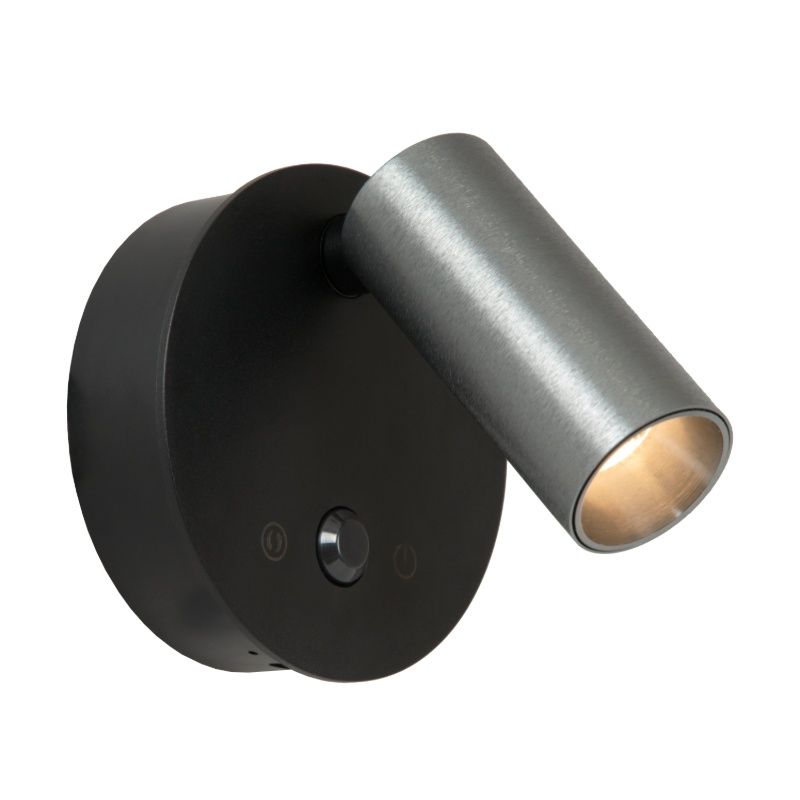Szürke alumínium újratölthető fali lámpa, Toni, 2 W, white switch LED, kosketushimmentimellä