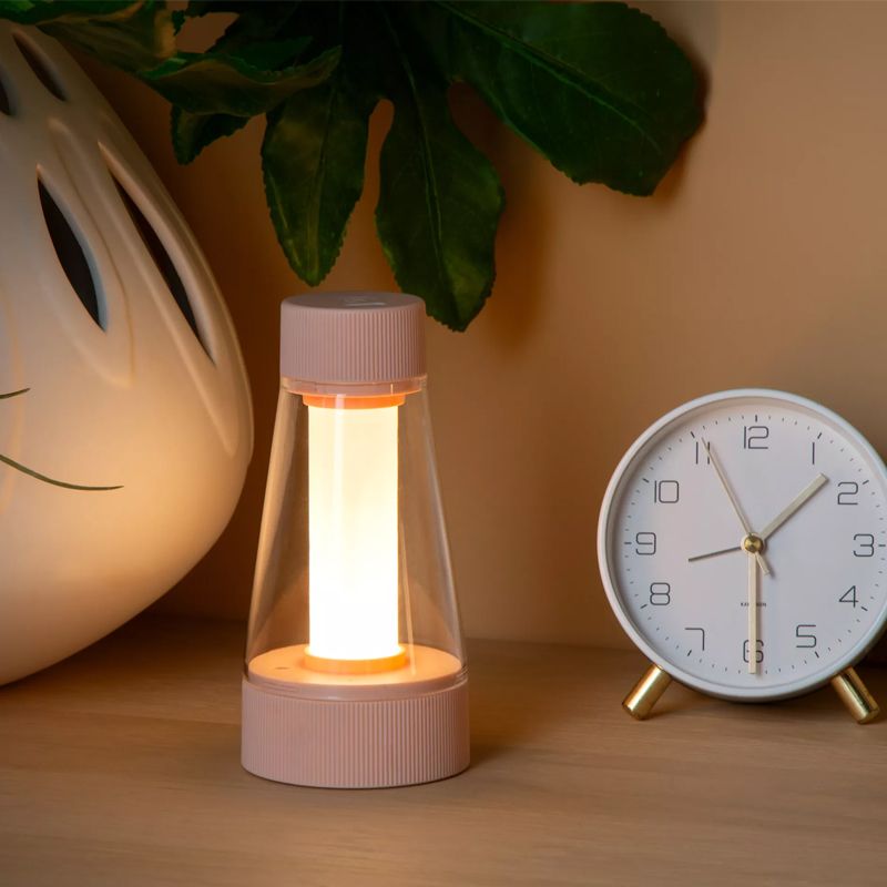 Rózsaszín műanyag újratölthető kültéri asztali lámpa, Lorali, 1,2 W, 2700 K LED, IP44, kosketushimmentimellä