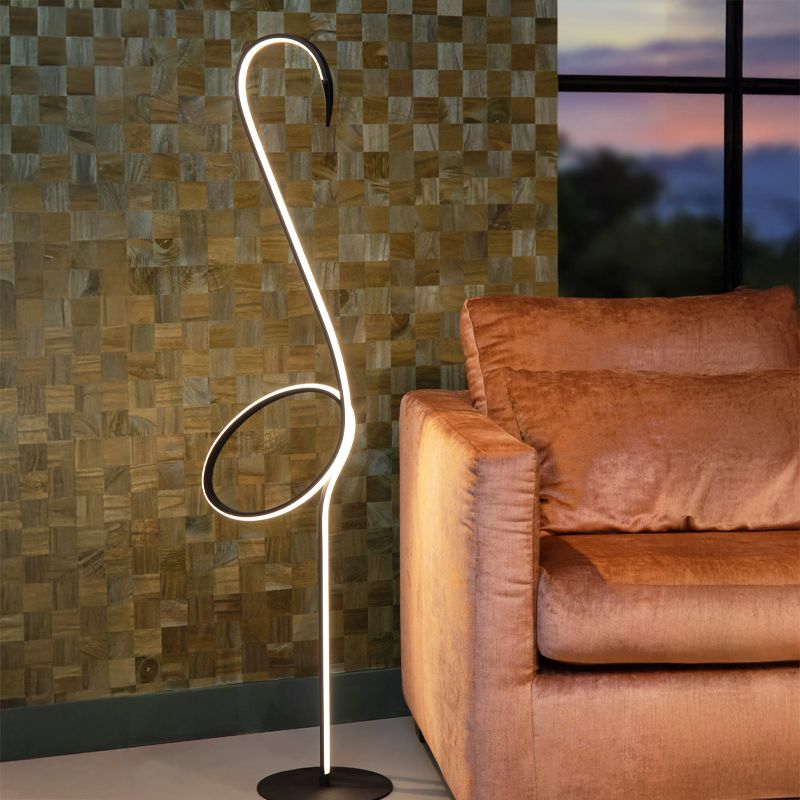 Fekete acél állólámpa, Flamingo, 14 W, RGB LED, távirányítóval