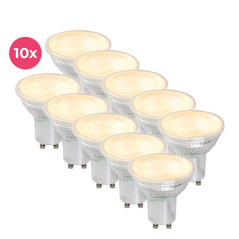 10 darabos, szabályozható fényerejű, átlátszó GU10 LED lámpa, Antonie, 5 W, meleg fehér