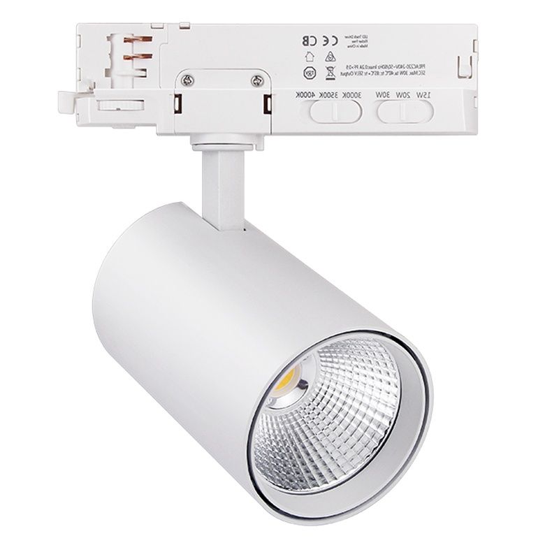 Fehér 3 fázisú sínre szerelhető spotlámpa, Rozina, 10W/20W/30W, , fehér kapcsolóüzemű LED Fehér 3 fázisú sínre szerelhető spotlámpa, Rozina, 10W/20W/30W, , fehér kapcsolóüzemű LED