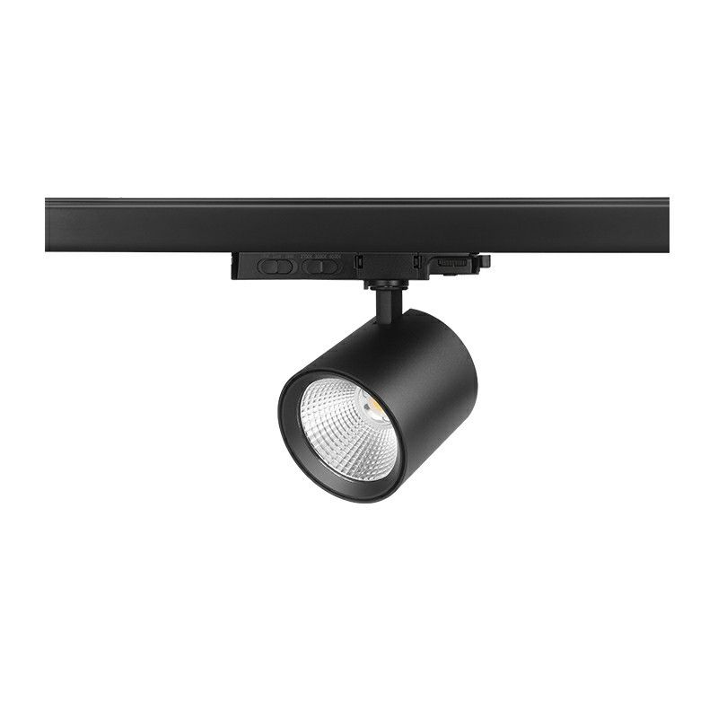Fekete, 3 fázisú sínrendszerű alumínium spotlámpa, Jeska, 10W/20W/30W, fehér kapcsolóüzemű LED