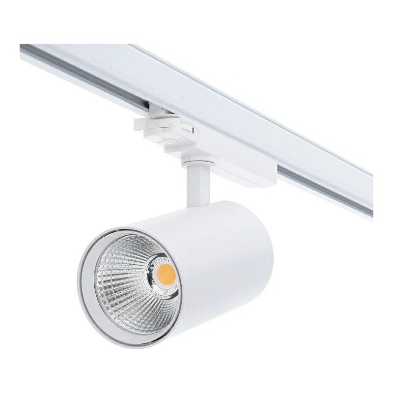 Fehér 3 fázisú sínrendszerű alumínium spotlámpa, Rozina, 10W/20W/30W, fehér kapcsolóüzemű LED