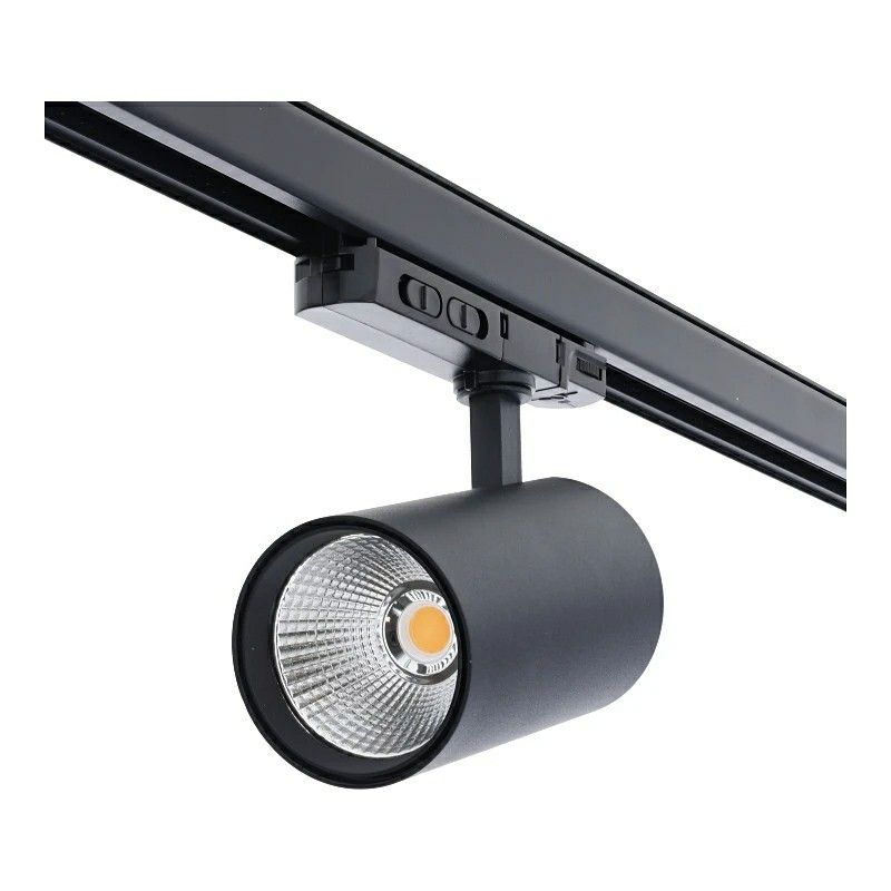 Fekete, 3 fázisú sínrendszerű alumínium spotlámpa, Rozina, 10W/20W/30W, fehér kapcsolóüzemű LED Fekete, 3 fázisú sínrendszerű alumínium spotlámpa, Rozina, 10W/20W/30W, fehér kapcsolóüzemű LED