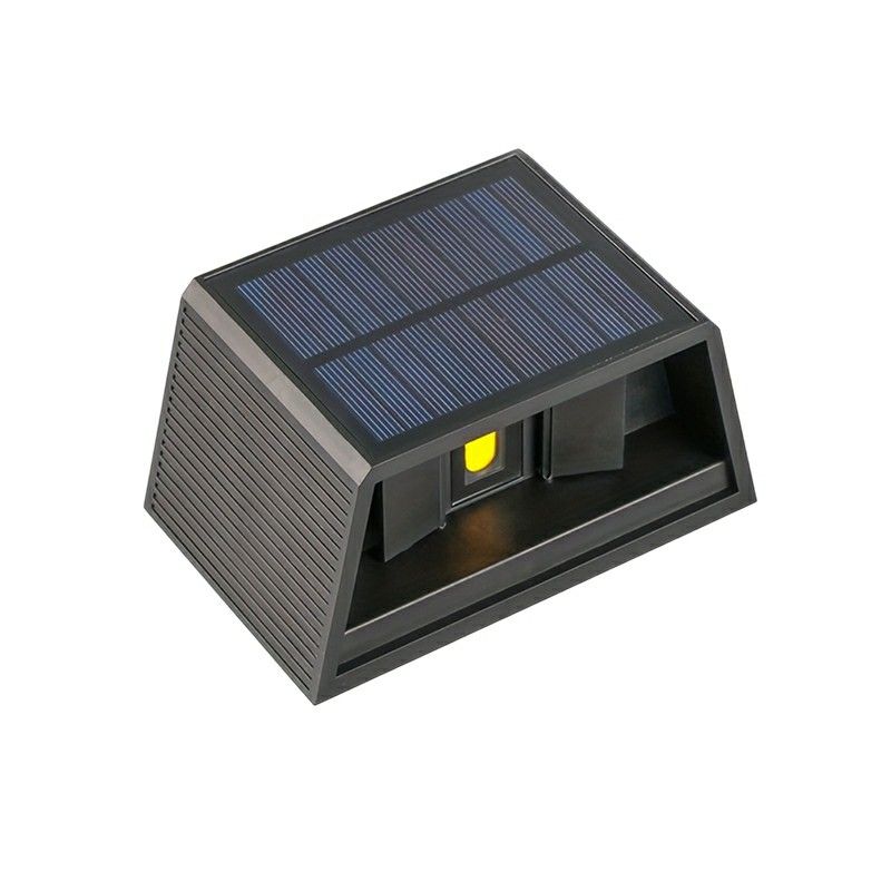 Fekete napelemes kültéri fali lámpa, műanyag, Shira, 3W, 2700K LED, IP65