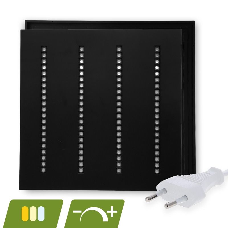 Fekete fényreflexes LED panel 60x60 - 30W - fehér kapcsolóval - szabályozható - UGR <16