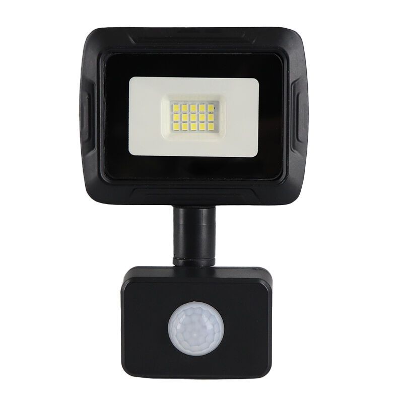 Alumínium reflektor érzékelővel fekete, Miro, 10 W, 6000 K LED, IP65