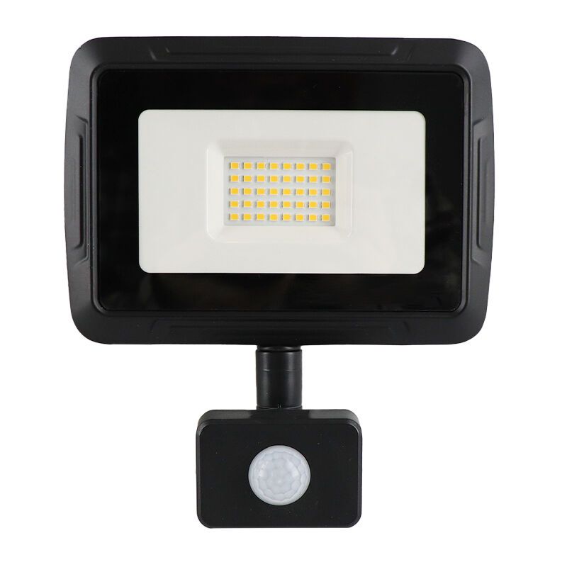 Alumínium reflektor érzékelővel fekete, Miro, 30 W, 3000 K LED, IP65