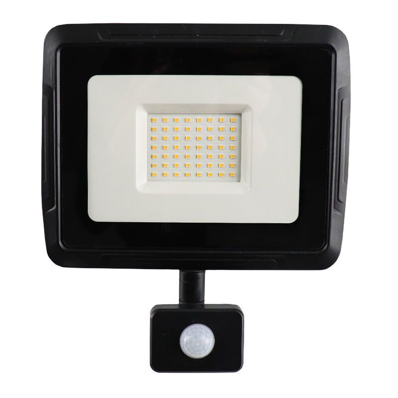 Alumínium reflektor érzékelővel fekete, Miro, 50 W, 3000 K LED, IP65