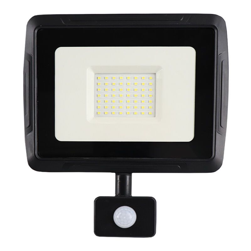 Alumínium reflektor érzékelővel fekete, Miro, 50 W, 6000 K LED, IP65