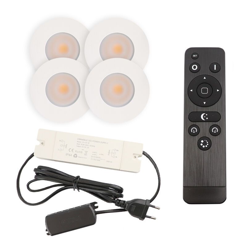 Alumínium terasz beépíthető spotlámpa fehér, Dico, 3 W, 2700 K LED, IP65, távirányítóval