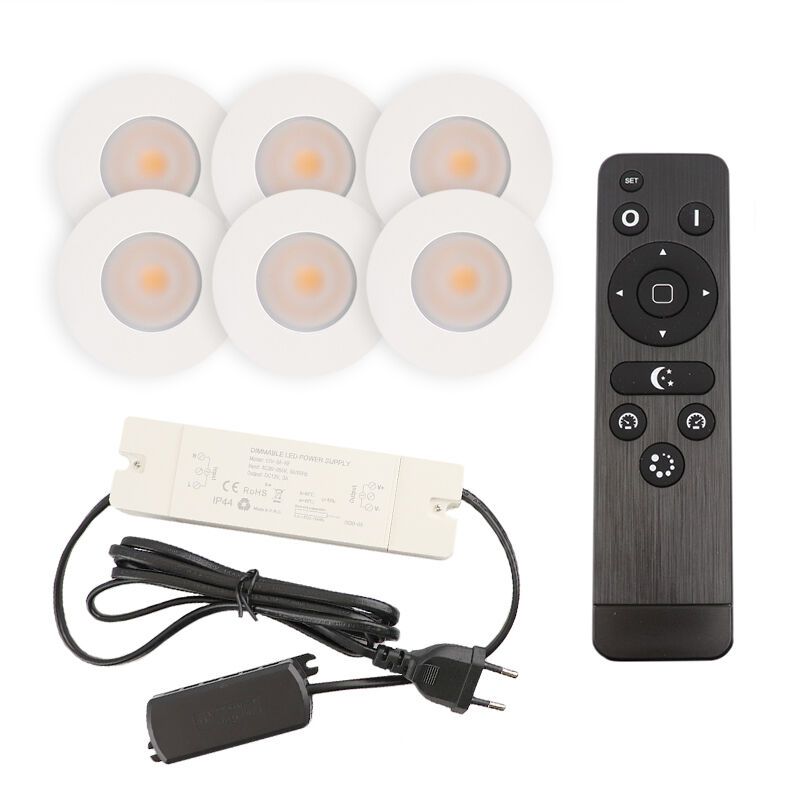 Alumínium terasz beépíthető spotlámpa fehér, Dico, 3 W, 2700 K LED, IP65, távirányítóval