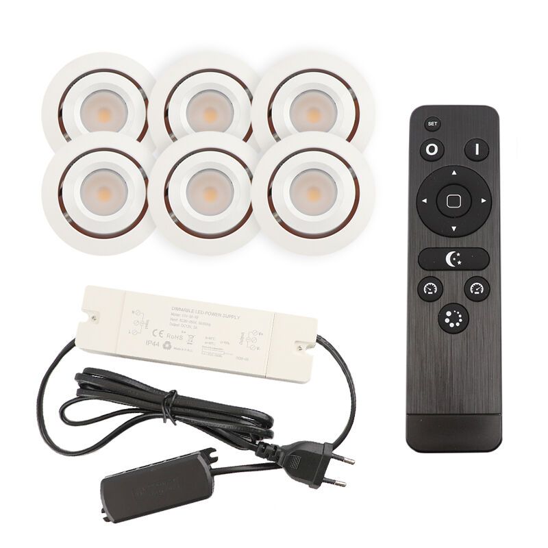 Alumínium terasz beépíthető spotlámpa fehér, Rona, 3 W, 2700 K LED, IP44, távirányítóval