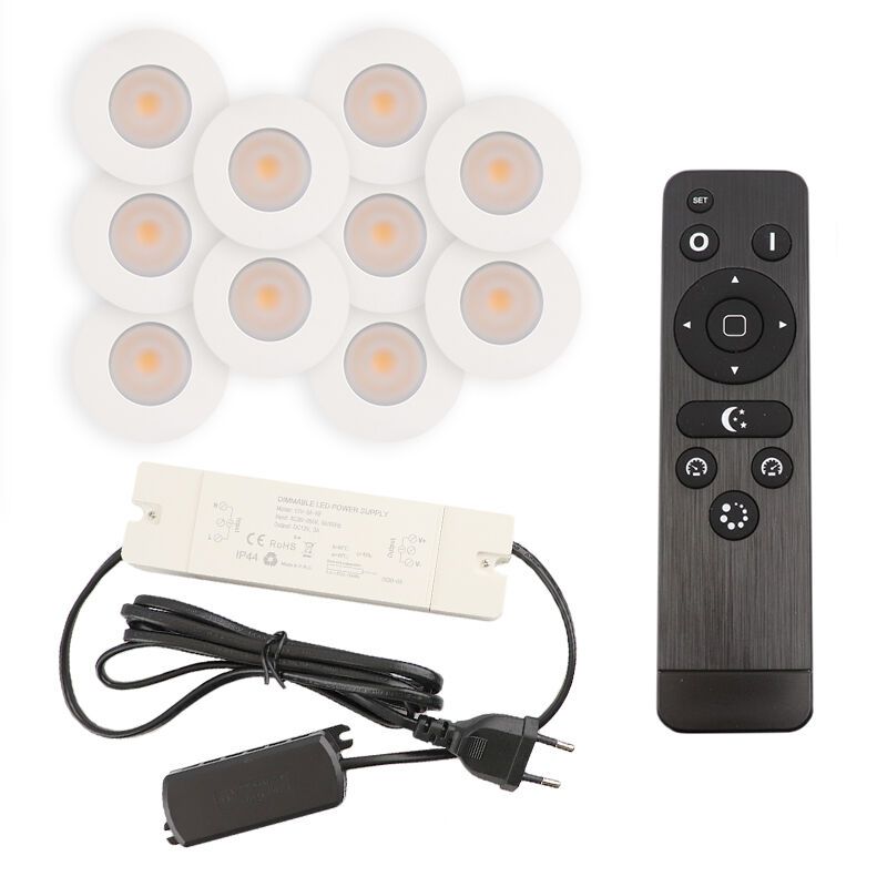 Alumínium terasz beépíthető spotlámpa fehér, Dico, 3 W, 2700 K LED, IP65, távirányítóval Alumínium terasz beépíthető spotlámpa fehér, Dico, 3 W, 2700 K LED, IP65, távirányítóval