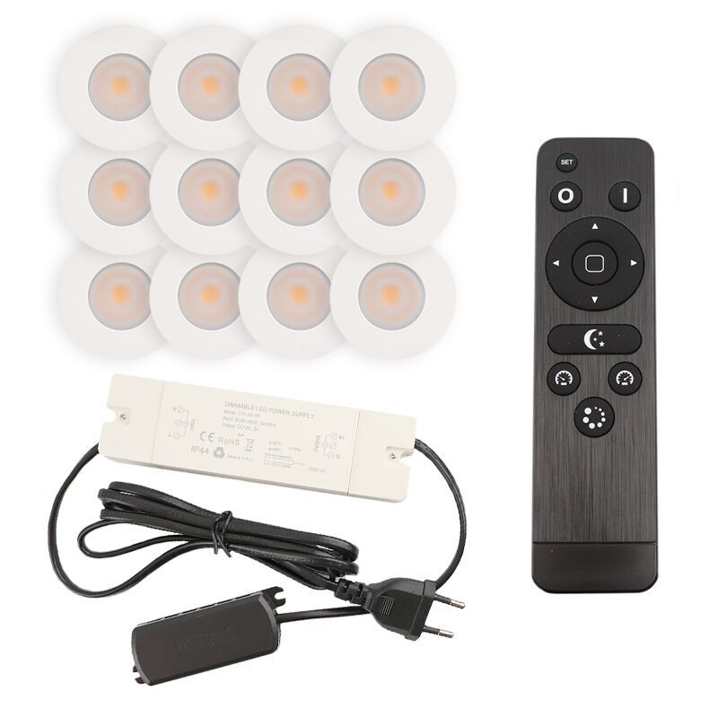 Alumínium terasz beépíthető spotlámpa fehér, Dico, 3 W, 2700 K LED, IP65, távirányítóval Alumínium terasz beépíthető spotlámpa fehér, Dico, 3 W, 2700 K LED, IP65, távirányítóval