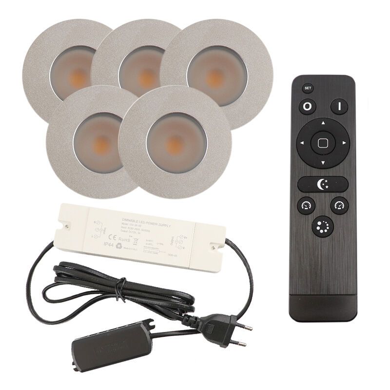 Alumínium terasz beépíthető spotlámpa króm, Dico, 3 W, 2700 K LED, IP65, távirányítóval