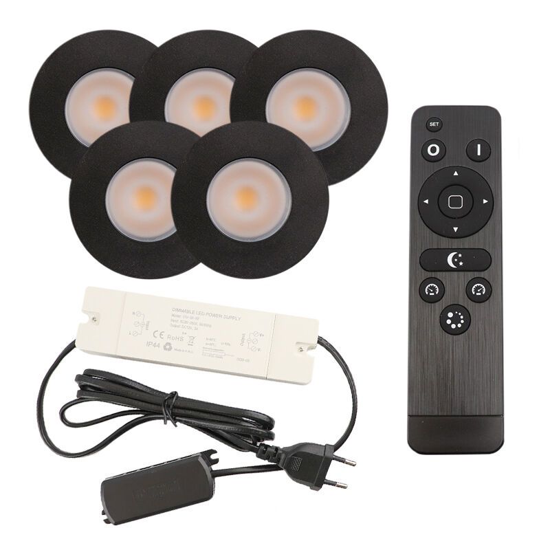 Alumínium terasz beépíthető spotlámpa fekete, Dico, 3 W, 2700 K LED, IP65, távirányítóval Alumínium terasz beépíthető spotlámpa fekete, Dico, 3 W, 2700 K LED, IP65, távirányítóval