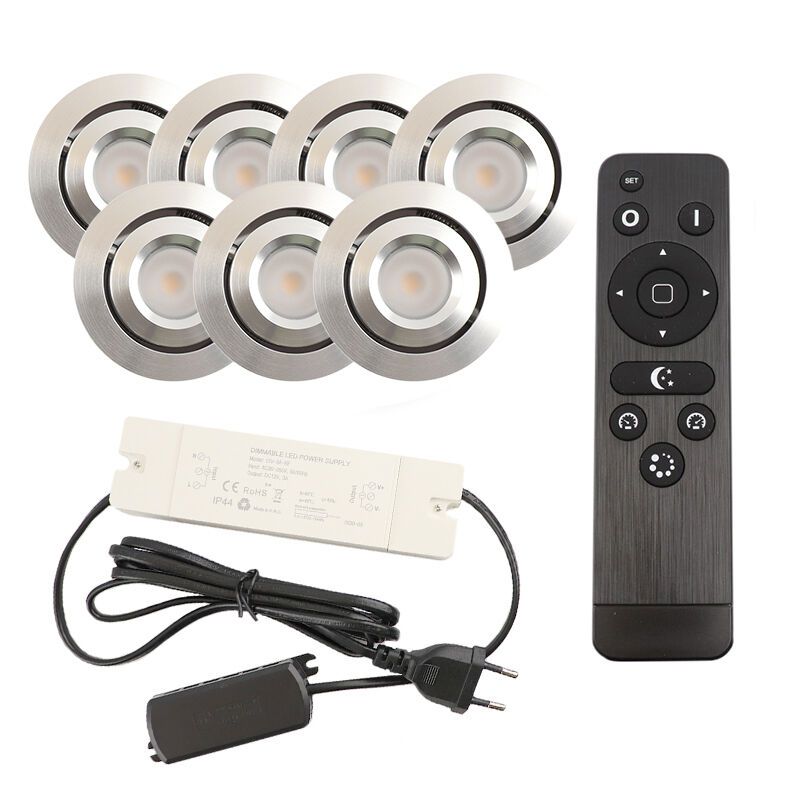 Alumínium terasz beépíthető spotlámpa króm, Rona, 3 W, 2700 K LED, IP44, távirányítóval