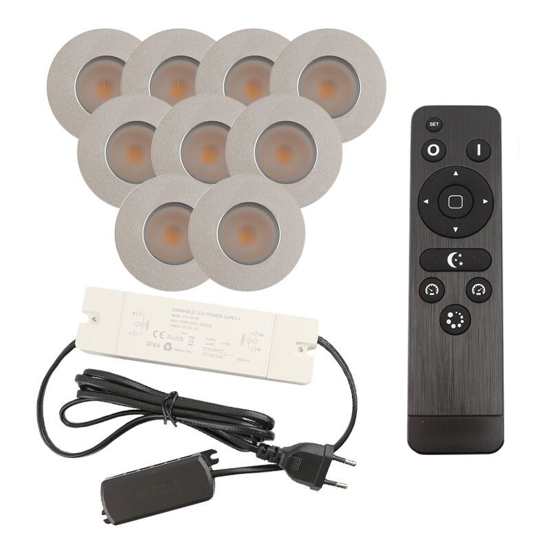 Alumínium terasz beépíthető spotlámpa króm, Dico, 3 W, 2700 K LED, IP65, távirányítóval
