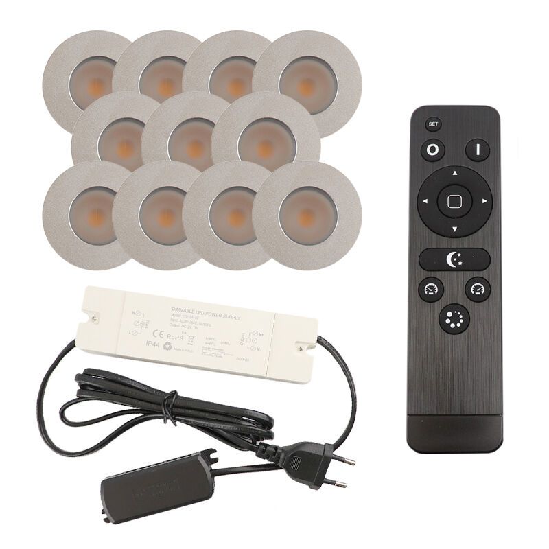 Alumínium terasz beépíthető spotlámpa króm, Dico, 3 W, 2700 K LED, IP65, távirányítóval