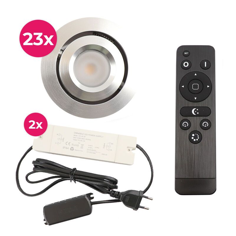 Alumínium terasz beépíthető spotlámpa króm, Rona, 3 W, 2700 K LED, IP44, távirányítóval