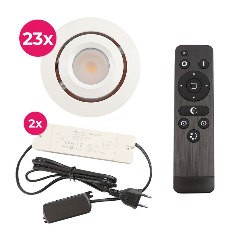 Alumínium terasz beépíthető spotlámpa fehér, Rona, 3 W, 2700 K LED, IP44, távirányítóval