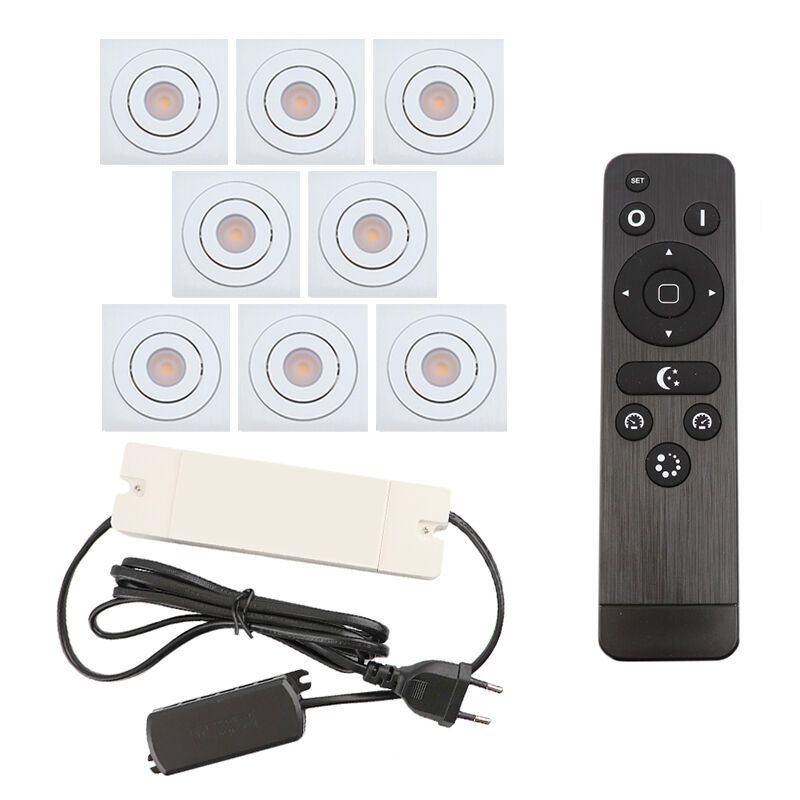 Alumínium terasz beépíthető spotlámpa fehér, Rona, 24 W, 2700 K LED, IP44, távirányítóval