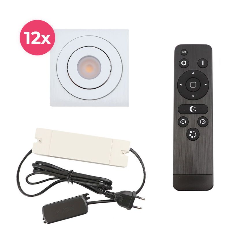 Alumínium terasz beépíthető spotlámpa fehér, Rona, 36 W, 2700 K LED, IP44, távirányítóval