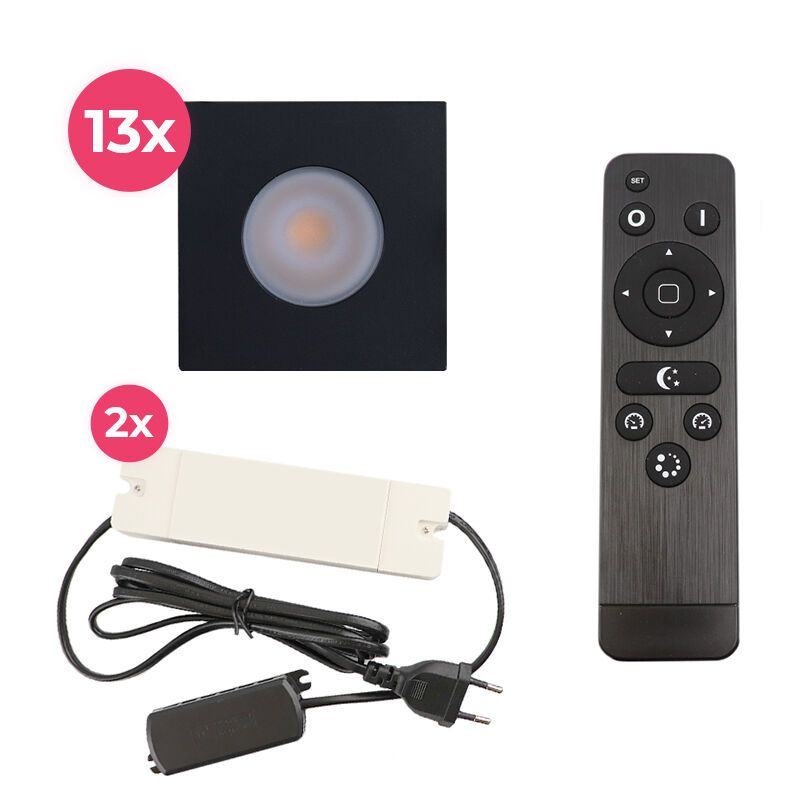 Alumínium terasz beépíthető spotlámpa fekete, Dico, 39 W, 2700 K LED, IP65, távirányítóval Alumínium terasz beépíthető spotlámpa fekete, Dico, 39 W, 2700 K LED, IP65, távirányítóval