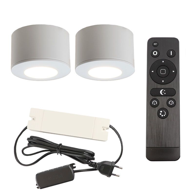 Alumínium terasz felületre szerelt spotlámpa fehér, Vasso, 6 W, 2700 K LED, IP44, távirányítóval