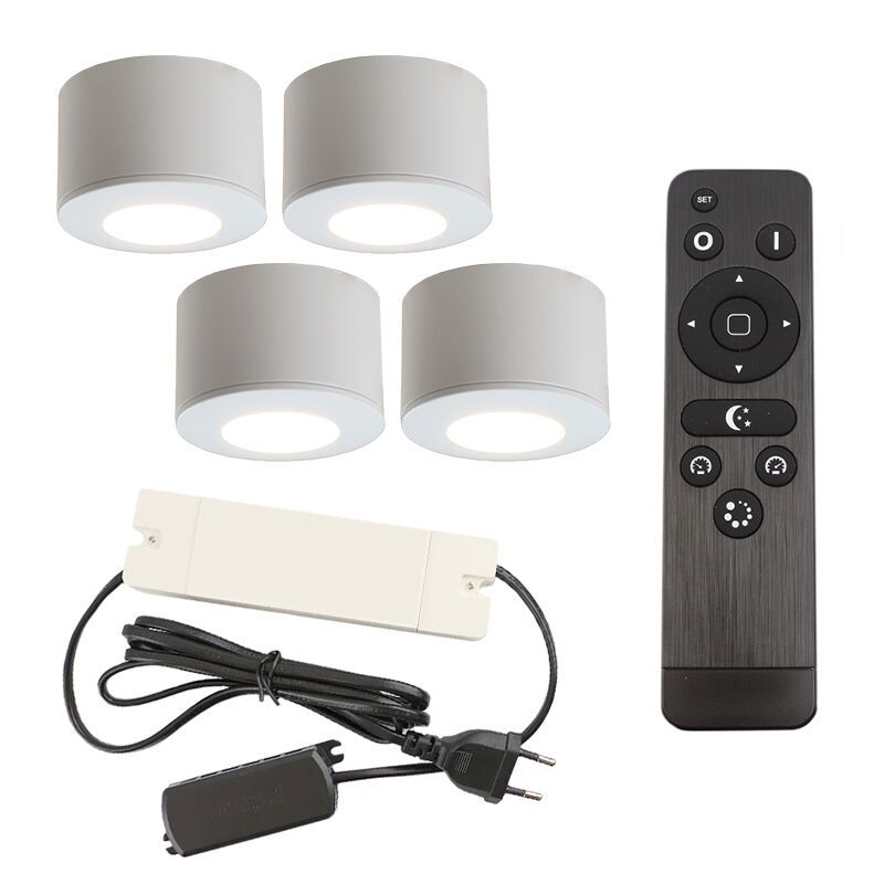 Alumínium terasz felületre szerelt spotlámpa fehér, Vasso, 12 W, 2700 K LED, IP44, távirányítóval