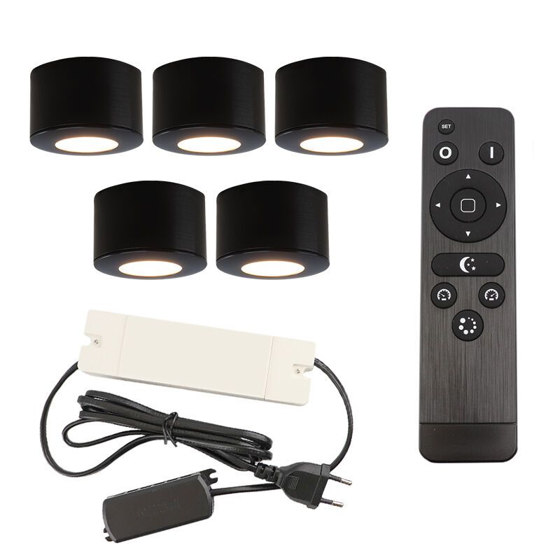 Alumínium terasz felületre szerelt spotlámpa fekete, Vasso, 15 W, 2700 K LED, IP44, távirányítóval