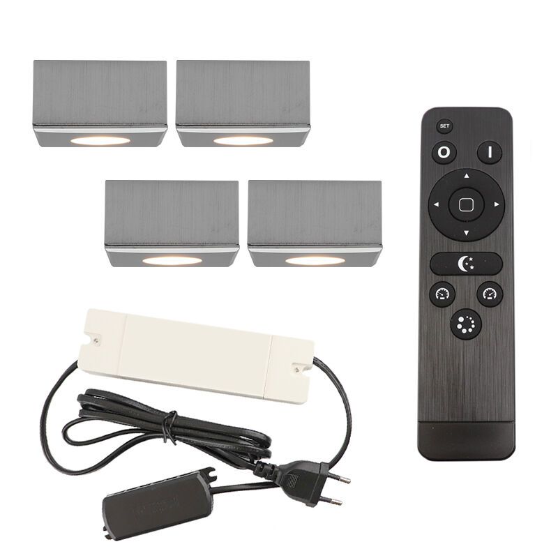Alumínium terasz felületre szerelt spotlámpa króm, Fredo, 12 W, 2700 K LED, IP44, távirányítóval