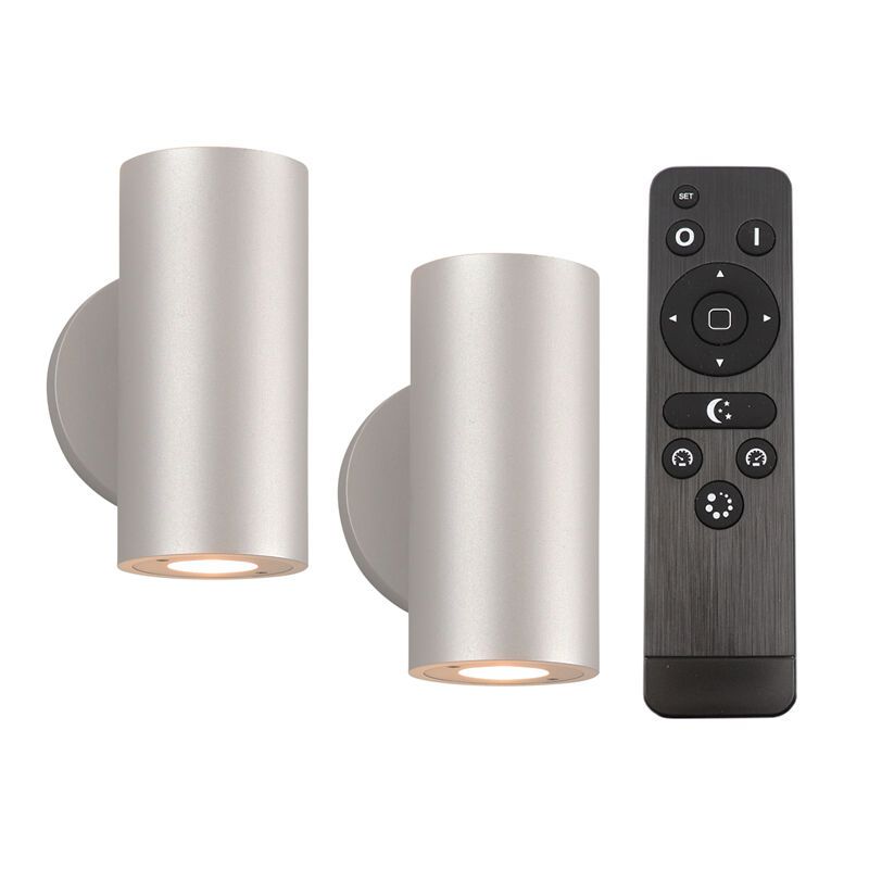 Alumínium fel le fali lámpa ezüst, Salar, 3 W, 2700 K LED, IP44, távirányítóval