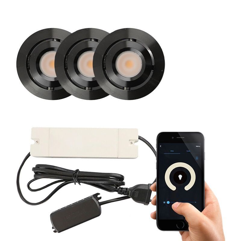 Alumínium terasz beépíthető spotlámpa fekete, Rona, 3 W, 2700 K LED, IP44