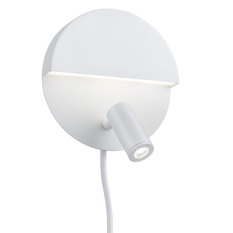 Fehér műanyag fali lámpa, Solo, 6 W, 3000 K LED, kapcsolóval