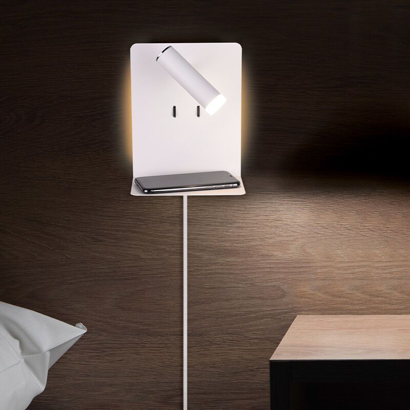 Fehér fém fali lámpa, Ricciolo, 3 W, 3000 K LED, kapcsolóval